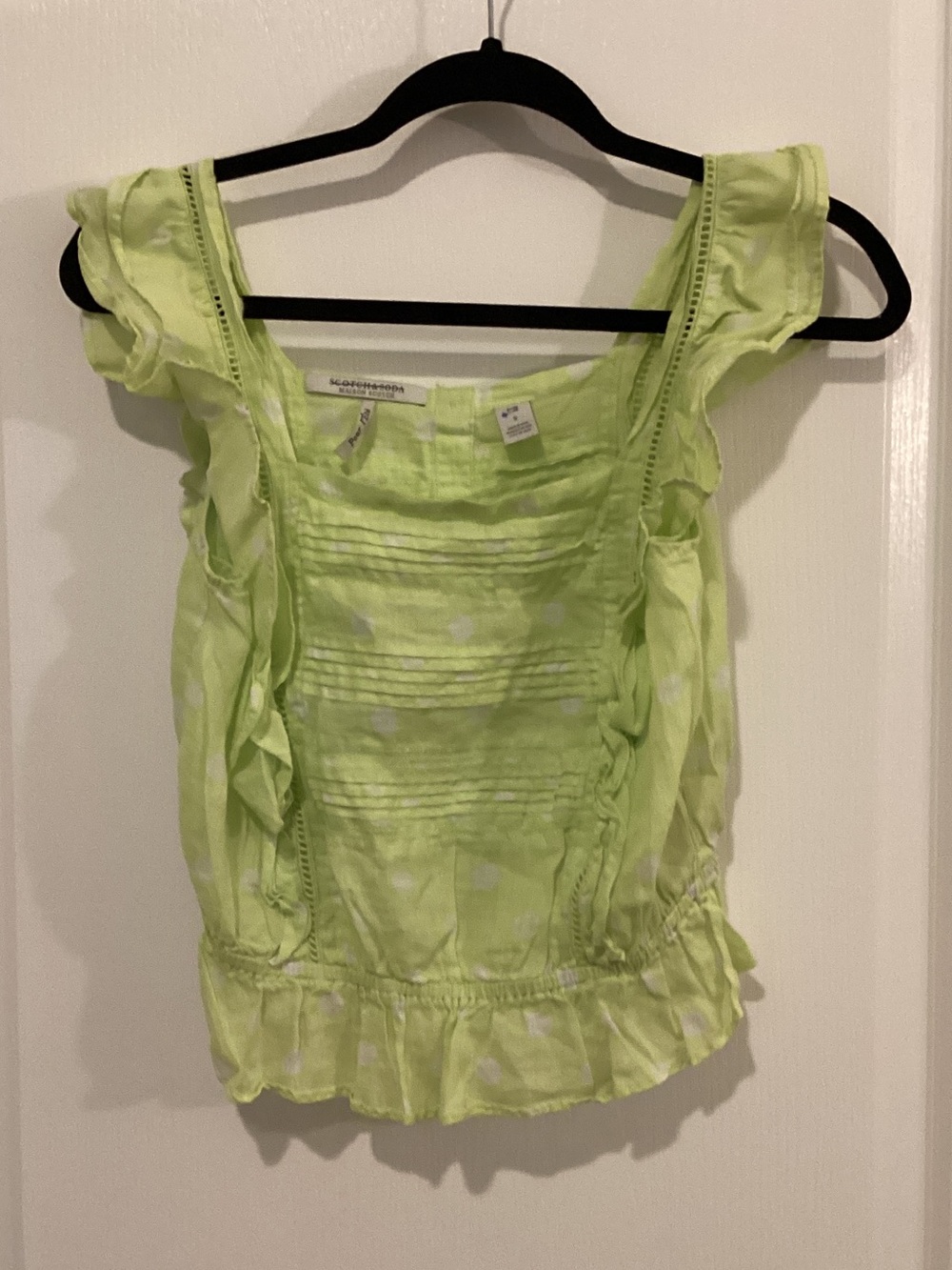 Scotch & Soda Lime Green Ruffle-Trim Camisole